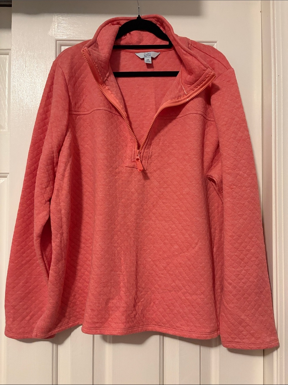 croft & barrow Coral Diamond-Quilt Quarter-Zip Pullover